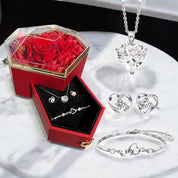 Ensemble d'amour étincelant - Collier, Bracelet et Boucles d'oreilles