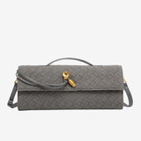 Anna Woven Suede Clutch