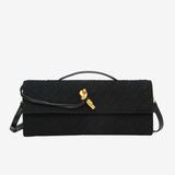 Anna Woven Suede Clutch