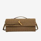 Anna Woven Suede Clutch