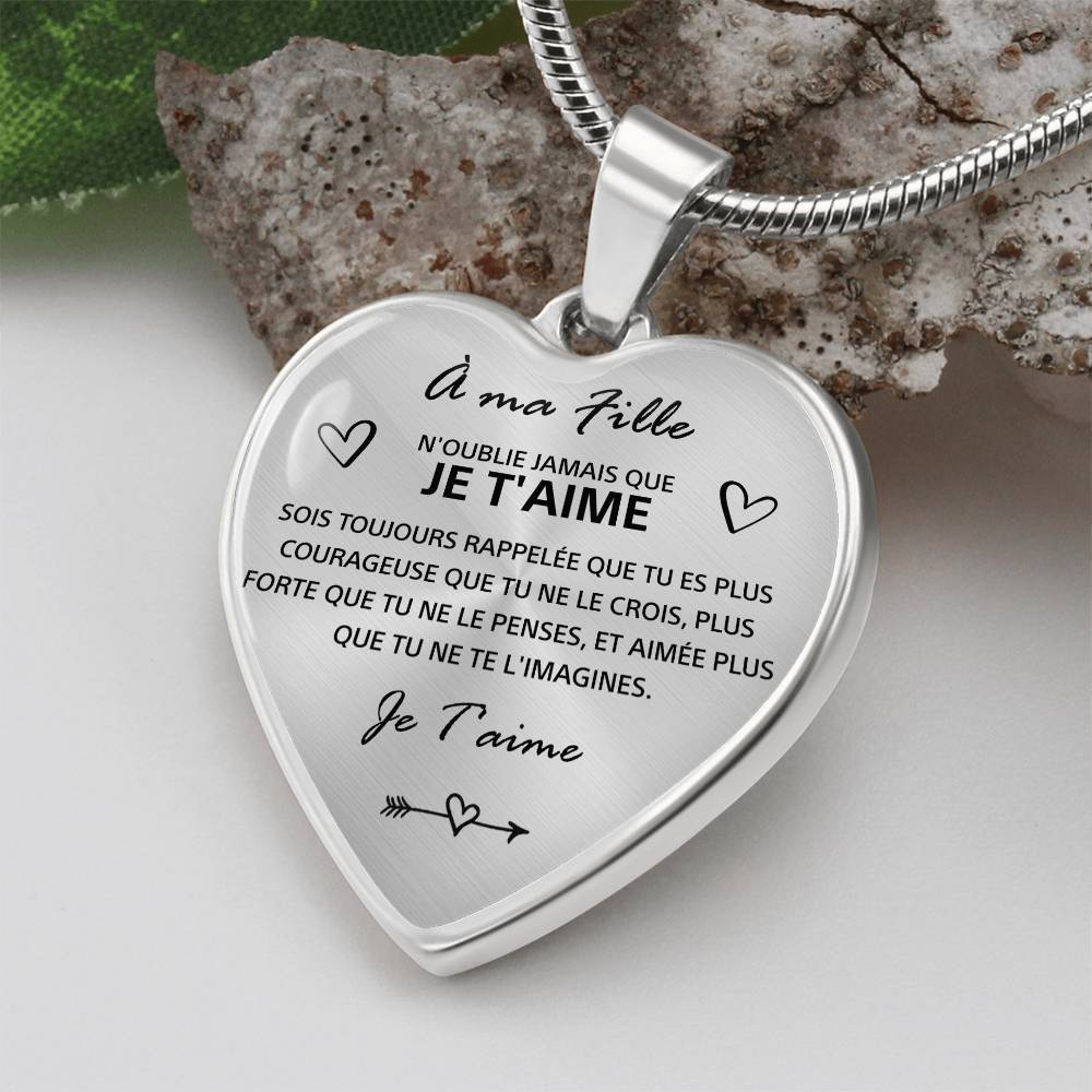 À ma Fille – « N’oublie jamais que je t’aime », collier cœur - Or