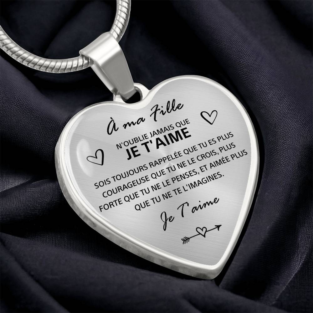 À ma Fille – « N’oublie jamais que je t’aime », collier cœur - Or