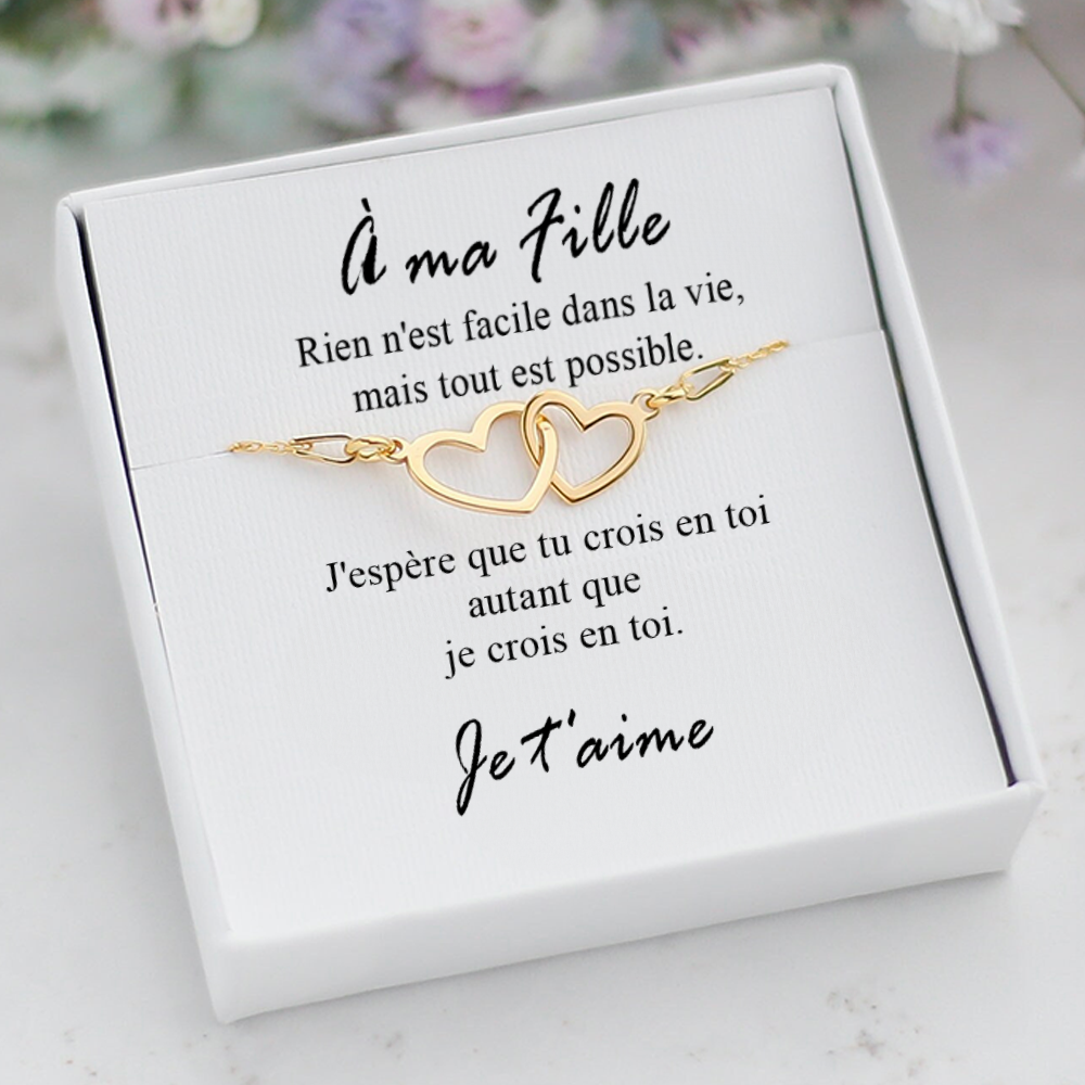 À Ma Fille - Bracelet coeurs en or