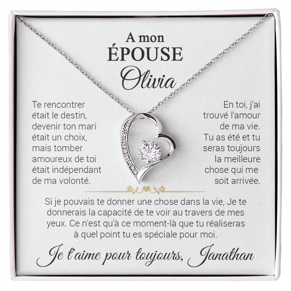 À ma Belle épouse - Collier coeur personnalisé