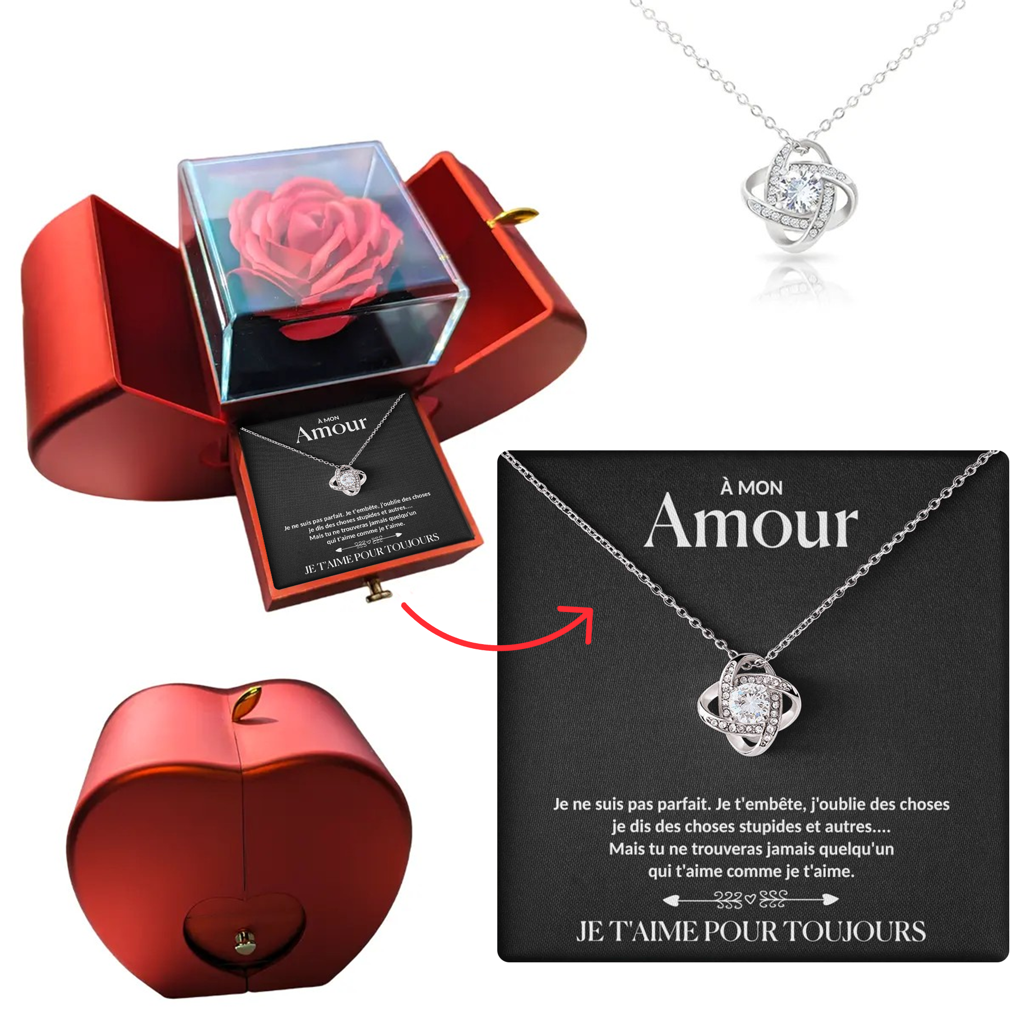 À mon Amour - Collier rose pour toujours - Or