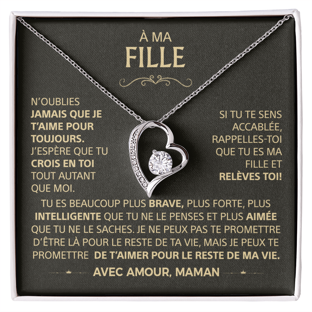 À ma Fille - Je t'aime, ta maman - Collier cœur