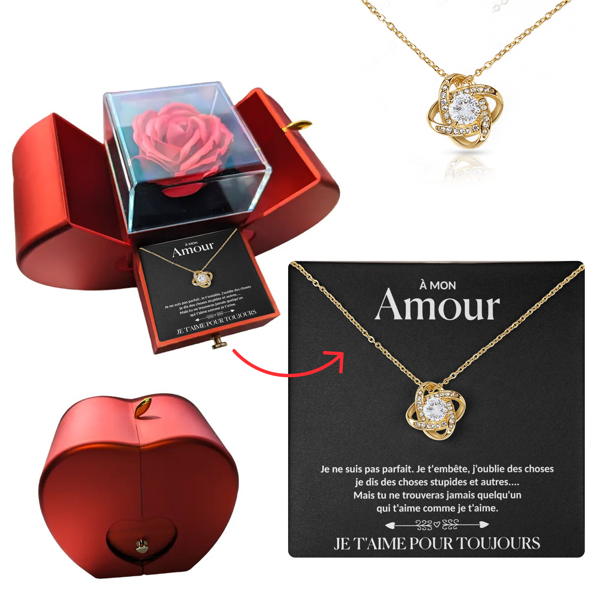 À mon Amour - Collier rose pour toujours - Or