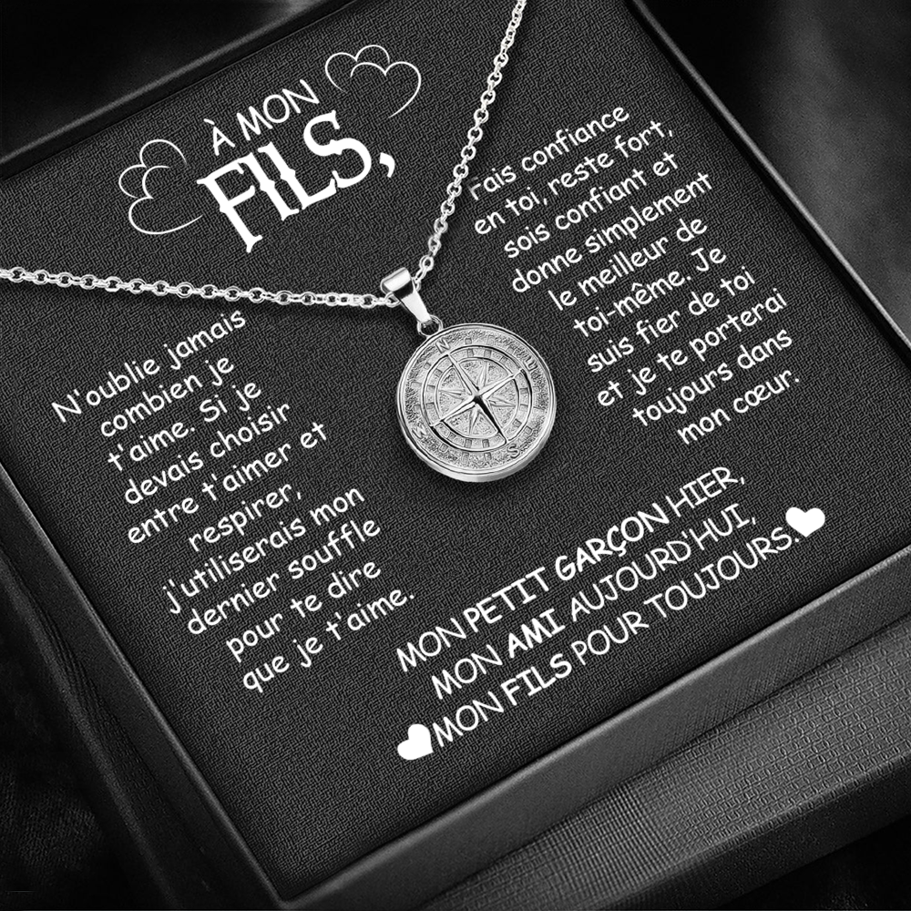 À mon Fils – "N’oublie jamais mon amour" – Collier boussole