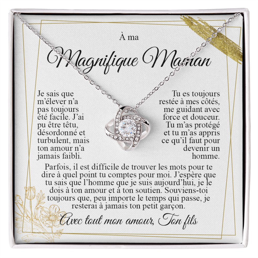 À ma Maman - Collier nœud Je t'aime