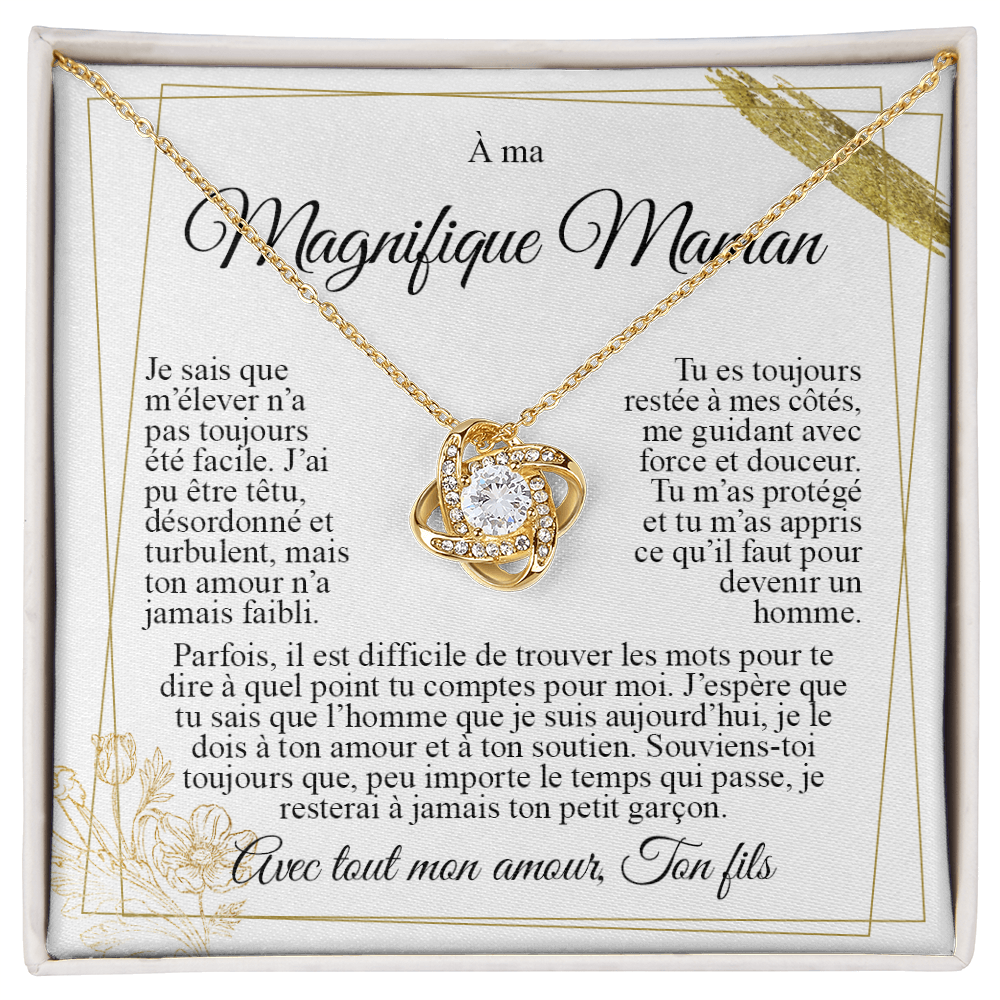 À ma Maman - Collier nœud Je t'aime