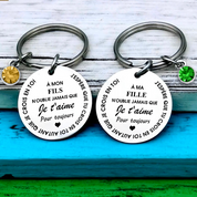 Porte-clés familial - pierre de naissance personnalisée