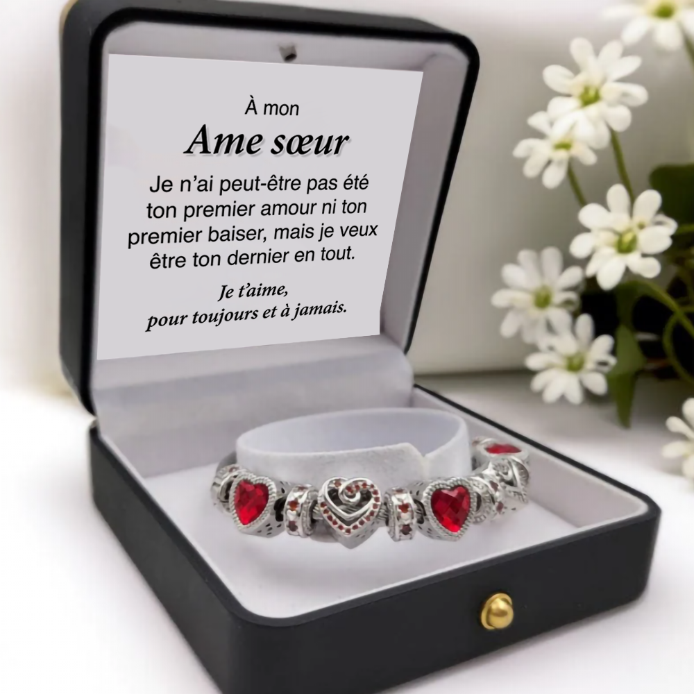 À mon Ame sœur - Coeurs d'amour - Bracelet pierre de naissance