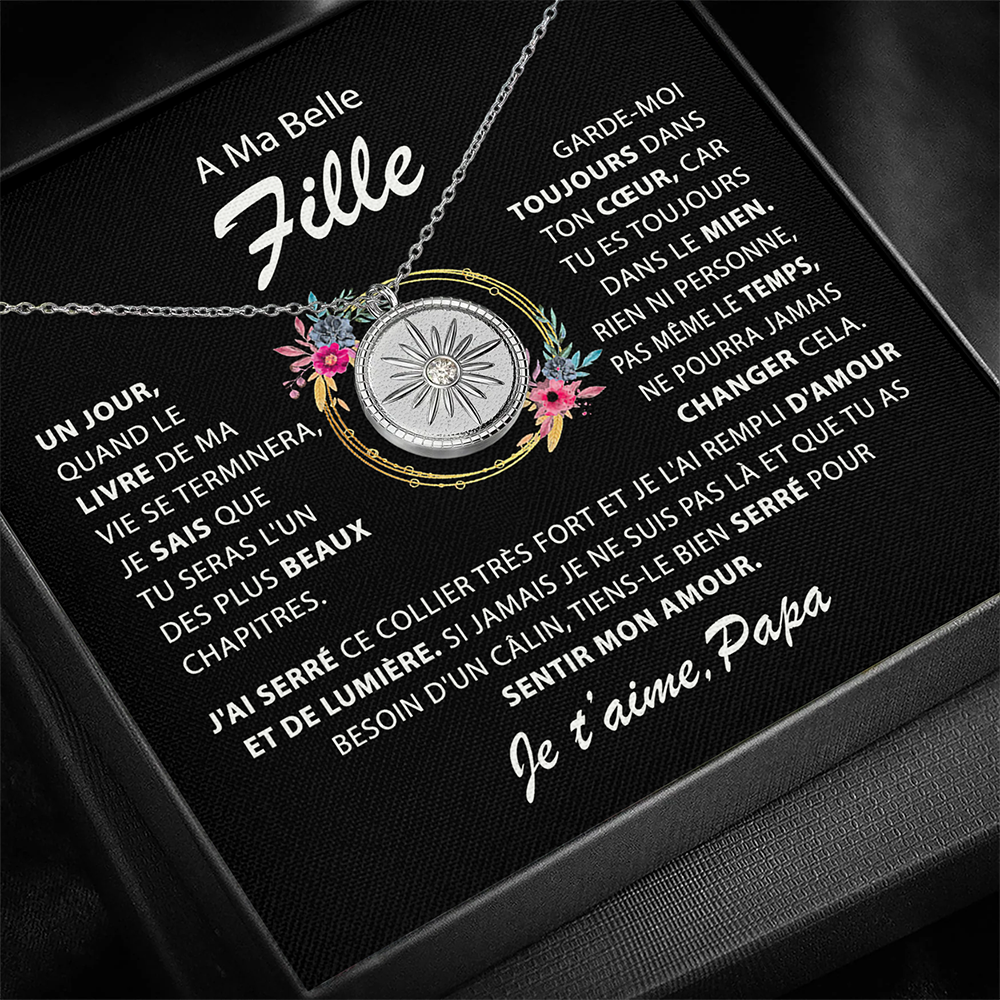 À ma Fille - Collier boussole d'amour - Or