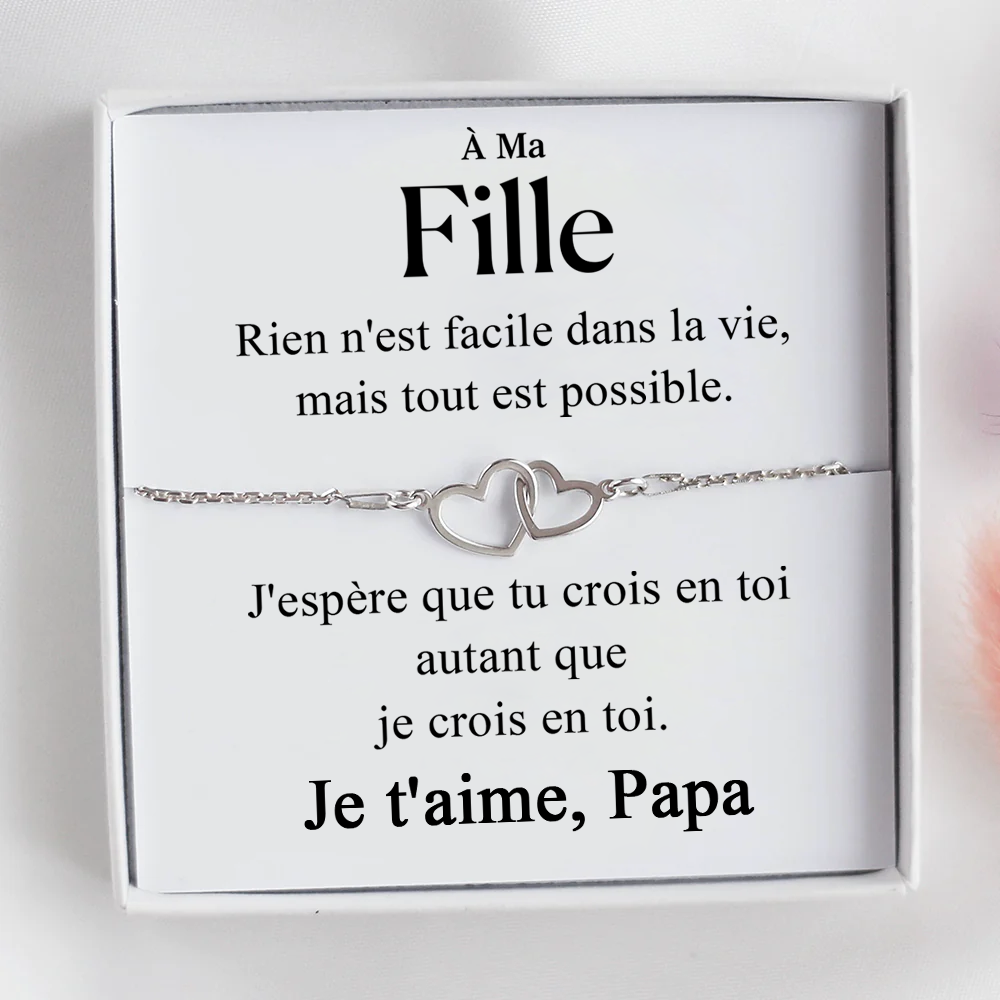 À ma Fille - Bracelet coeurs liés ensemble
