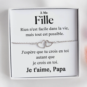 À ma Fille - Bracelet coeurs liés ensemble