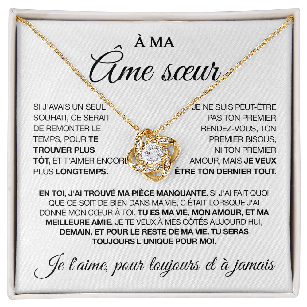 À mon âme sœur - Collier nœud d'amour - Or