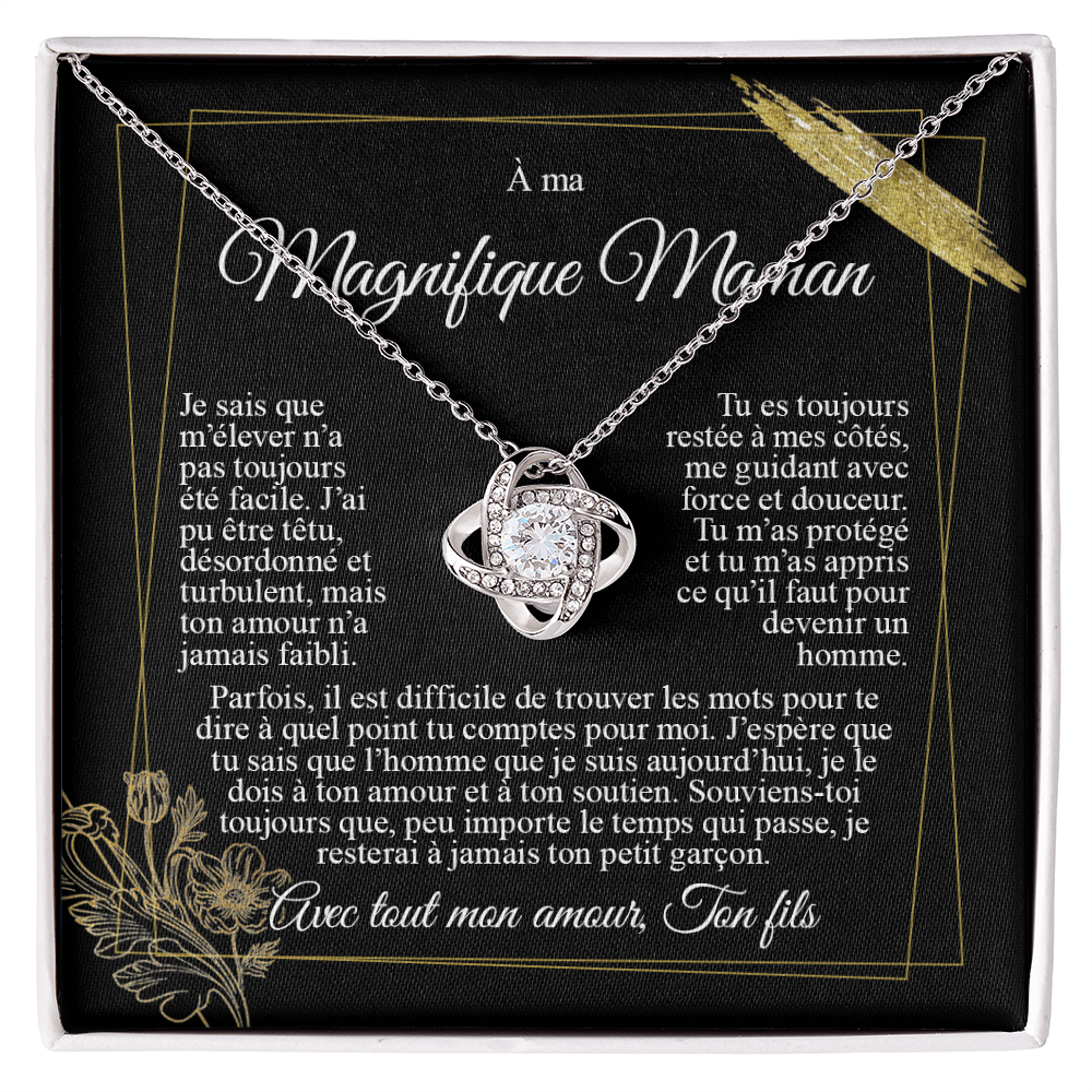 À ma Maman - Je t'aime de la part de mon fils - Collier nœud