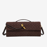 Anna Woven Suede Clutch