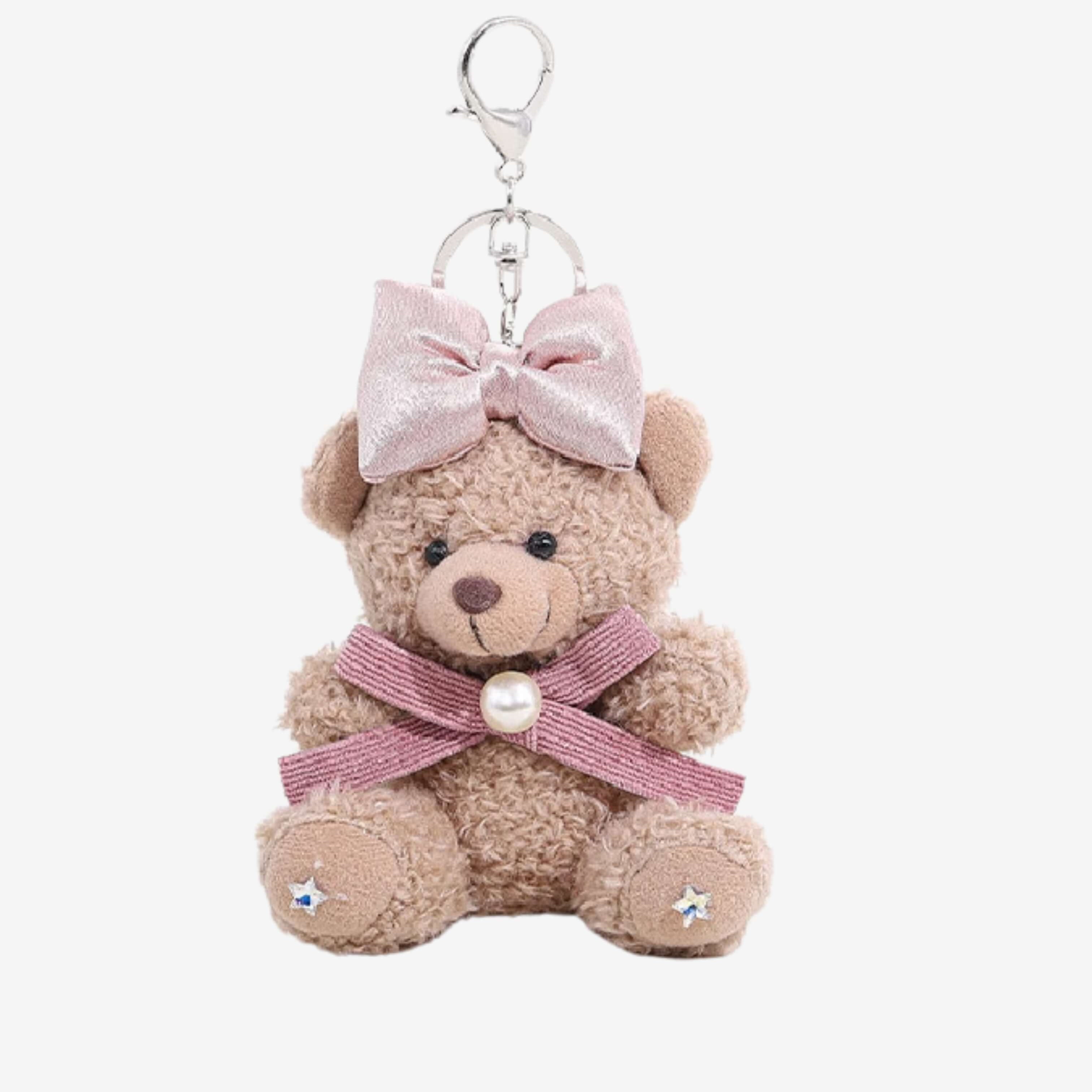 Pink Bow Teddy Bear Bag Charm