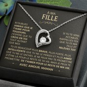 À ma Fille - Je t'aime, ta maman - Collier cœur