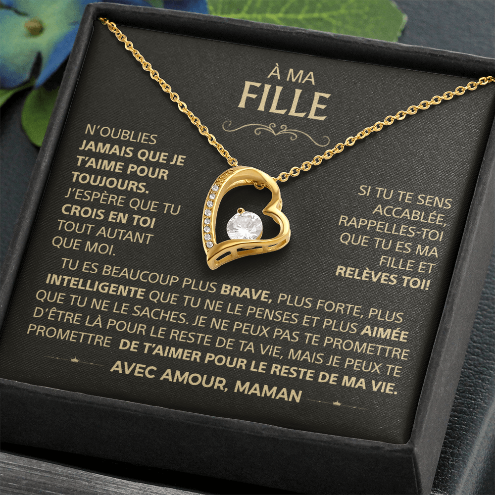 À ma Fille - Je t'aime, ta maman - Collier cœur