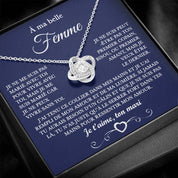 À ma Belle Femme "Je ne peux pas vivre sans toi" Collier nœud d'amour