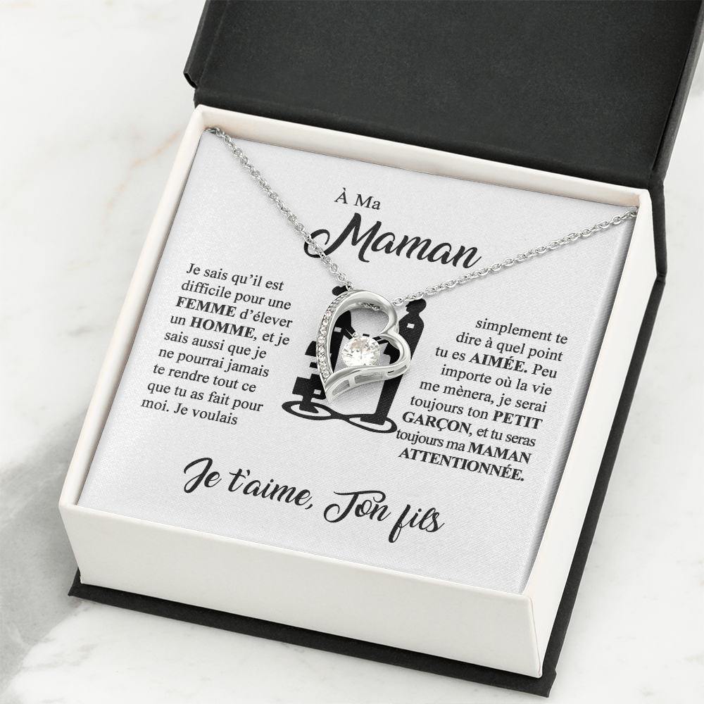 À ma Maman - Je t'aime - Collier cœur