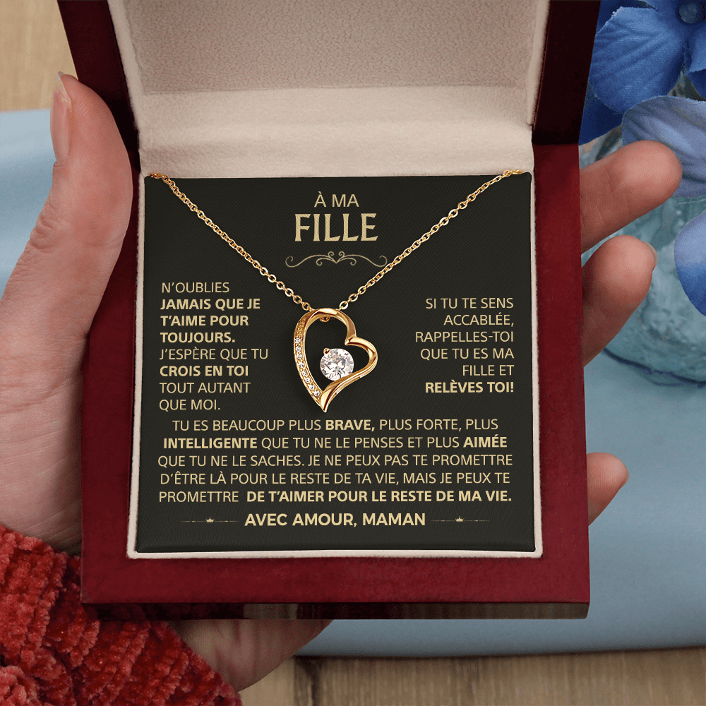 À ma Fille - Je t'aime, ta maman - Collier cœur