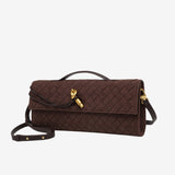 Anna Woven Suede Clutch