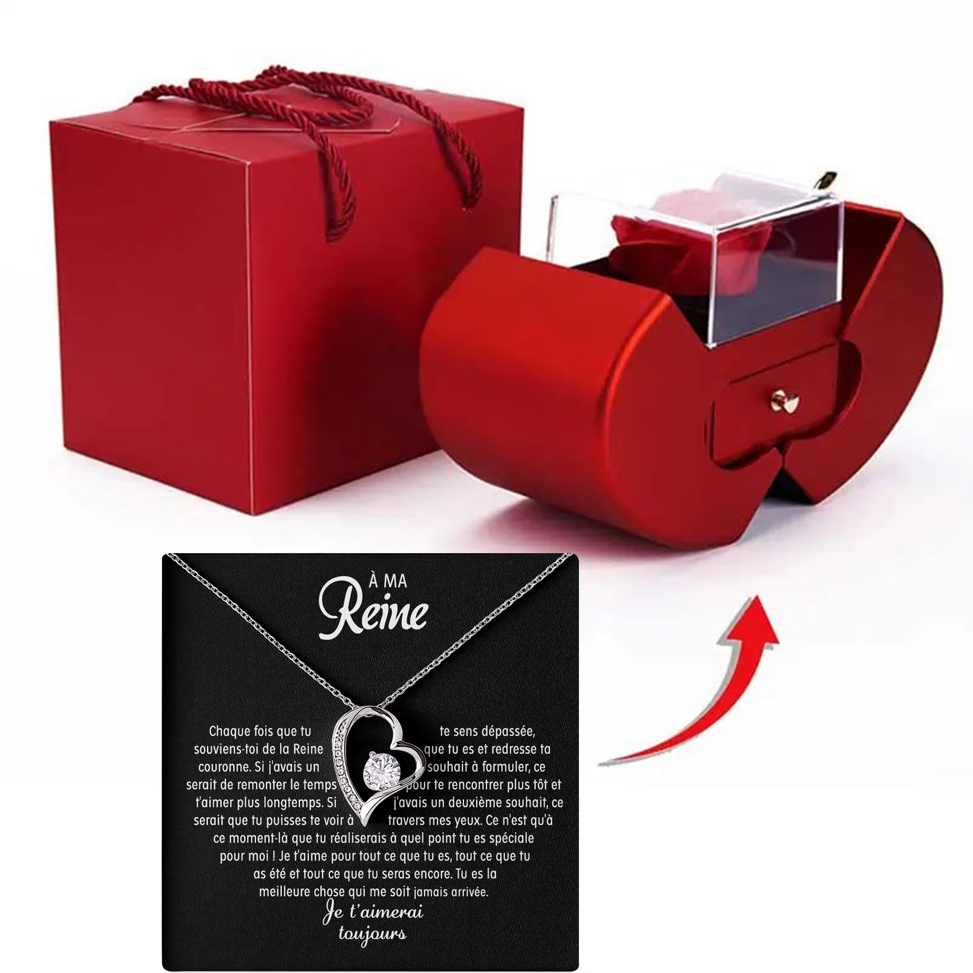 À ma Reine - Collier cœur éternel