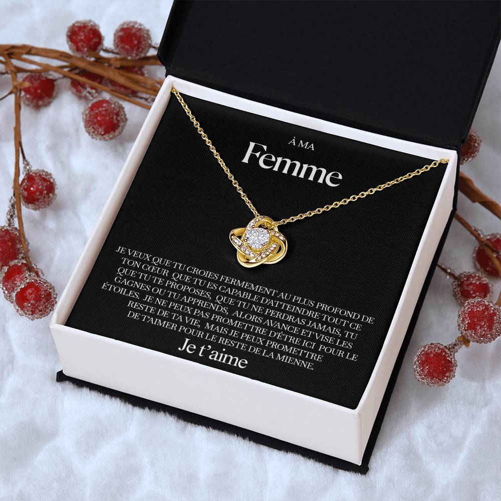 À ma Femme - Collier noeud d'amour - Or