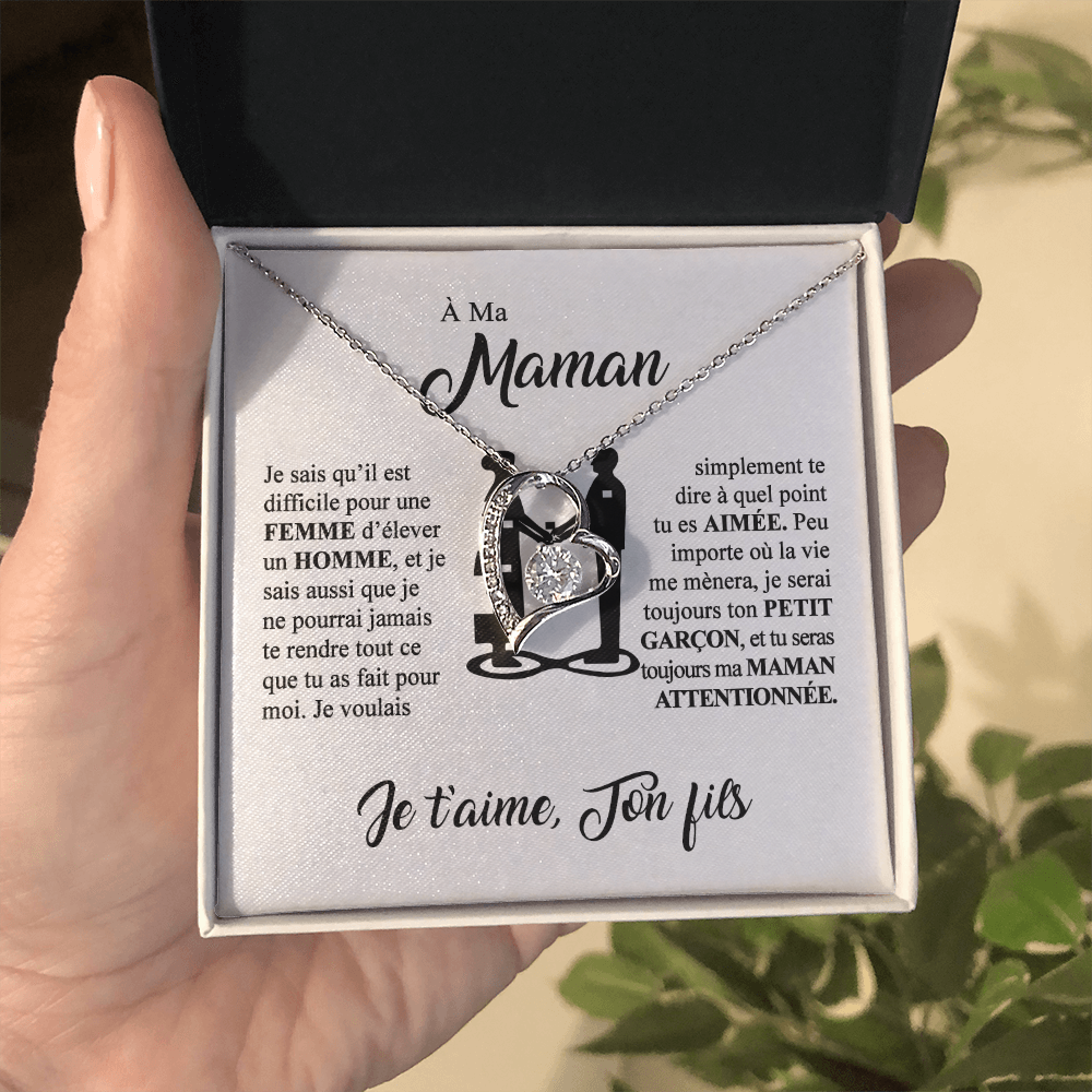 À ma Maman - Je t'aime - Collier cœur