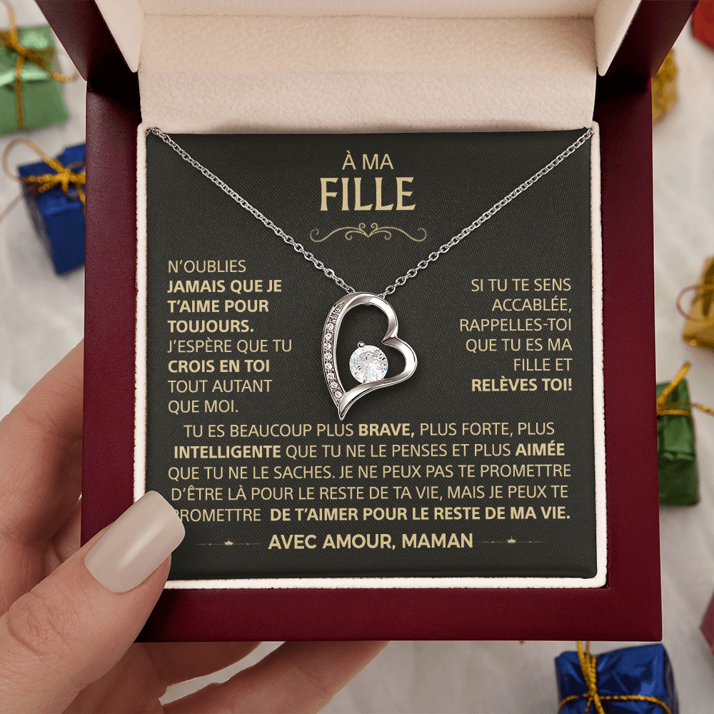 À ma Fille - Je t'aime, ta maman - Collier cœur