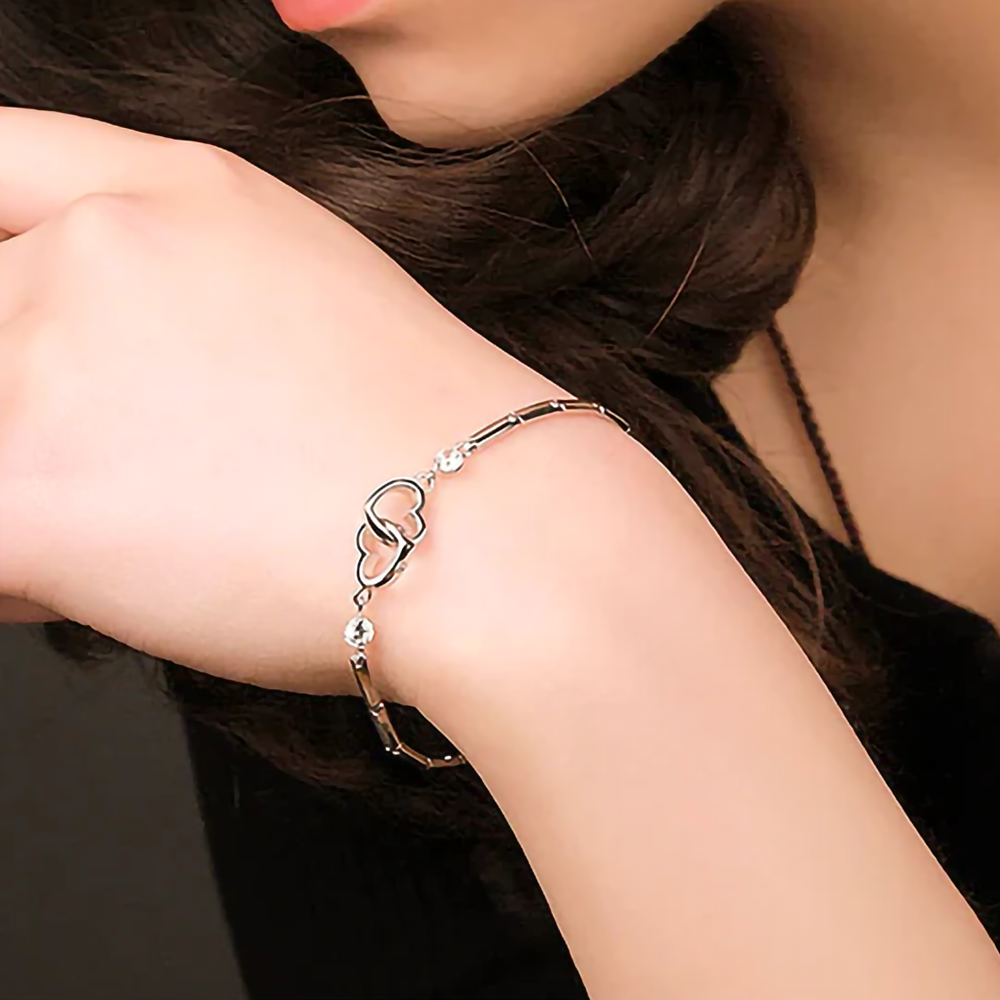 Ensemble d'amour étincelant - Collier, Bracelet et Boucles d'oreilles