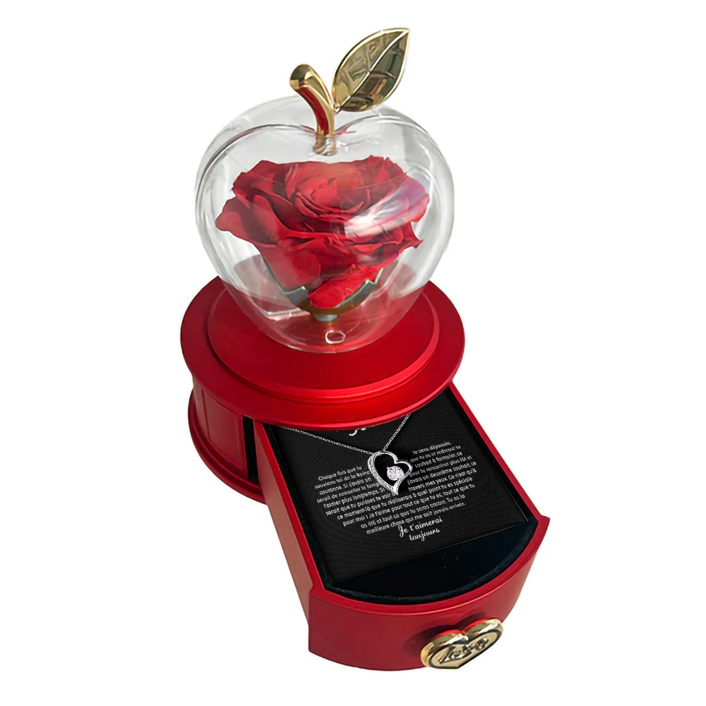 À ma Reine - Collier Rose éternelle - Or