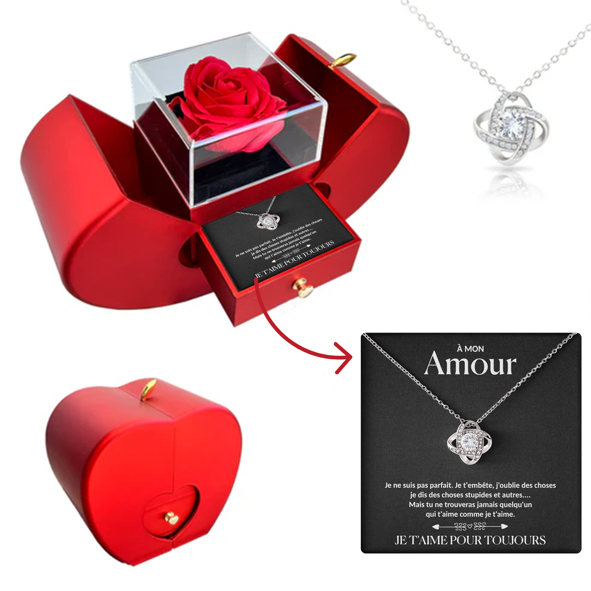 À mon Amour - Collier rose pour toujours