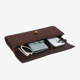 Anna Woven Suede Clutch