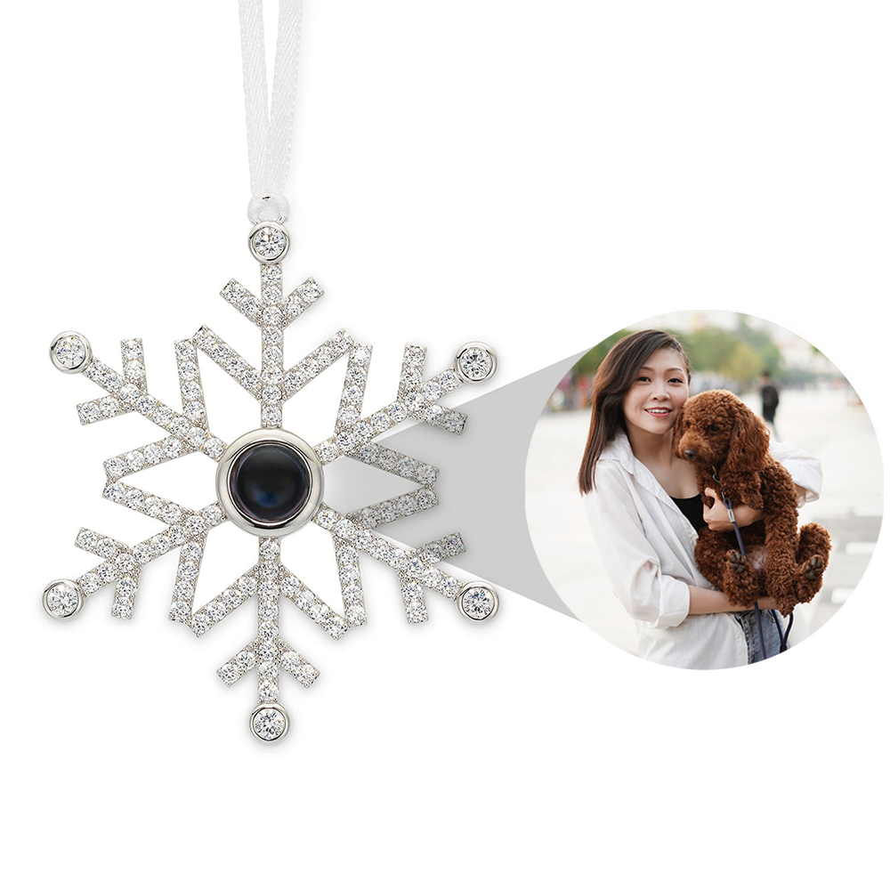 Ornement Photo Flocon de Neige Personnalisé Couleur