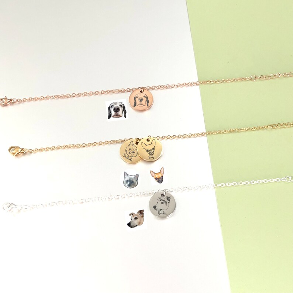 Bracelet portrait d'animal de compagnie - Or