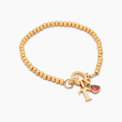 À ma Fille - Bracelet à breloques initiales en perles et pierre de naissance