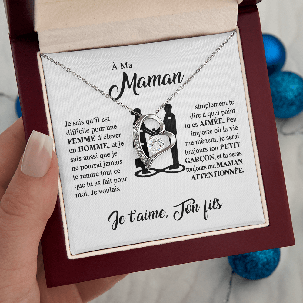 À ma Maman - Je t'aime - Collier cœur