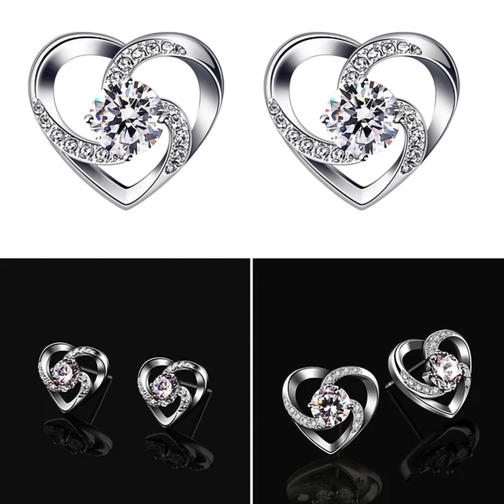 Ensemble d'amour étincelant - Collier, Bracelet et Boucles d'oreilles