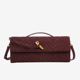 Anna Woven Suede Clutch