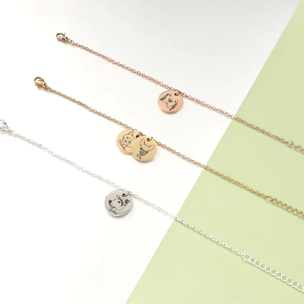 Bracelet portrait d'animal de compagnie - Or Rose