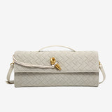 Anna Woven Suede Clutch