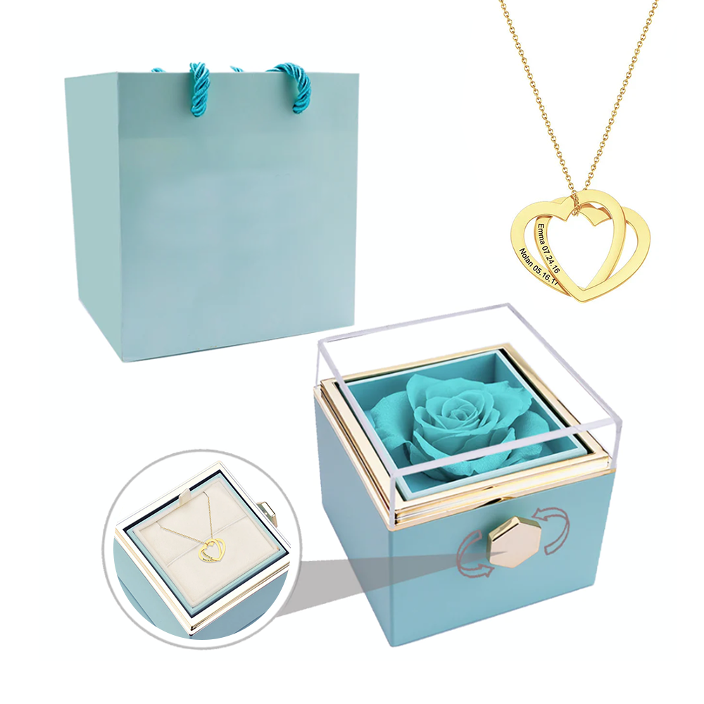 Deux coeurs imbriqués - Collier personnalisé - Or