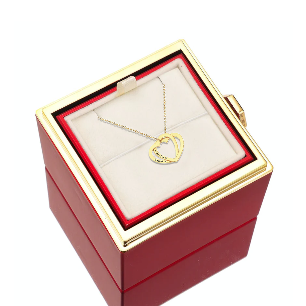 Deux coeurs imbriqués - Collier personnalisé - Or Rose