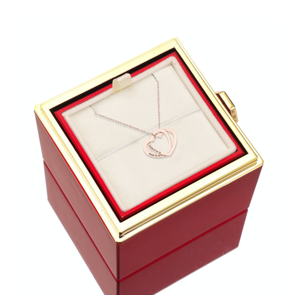 Deux coeurs imbriqués - Collier personnalisé - Or Rose
