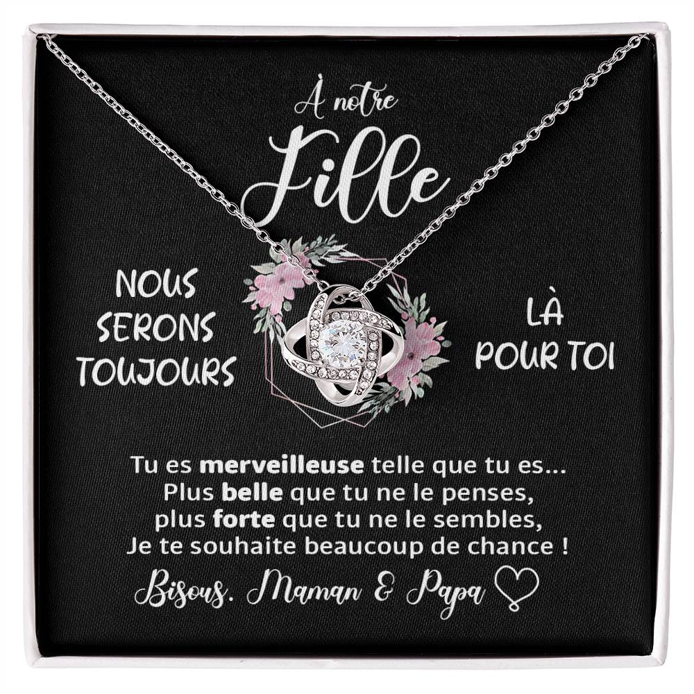 Collier noeud d'amour - À ma fille - Embrasse maman et papa