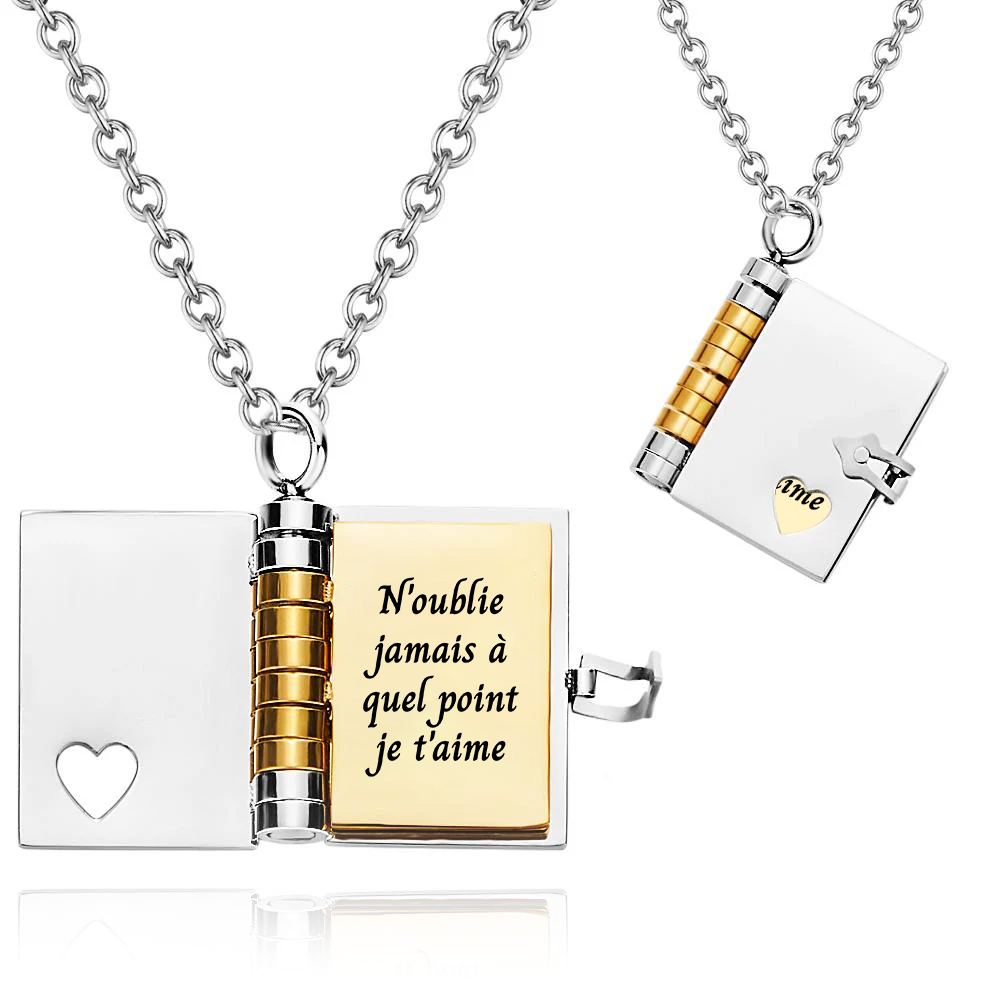 N'oublie jamais combien je t'aime - Collier livre - Or